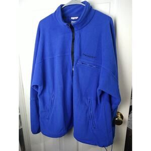 New Balance Men's L Fleece Blue quarter Zip Pullover Zip Pockets Mock Neck